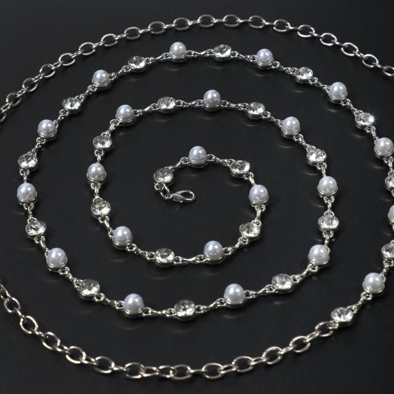 Double Layer Waist Chain Faux Pearl Rhinestone Belly Chain