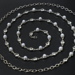 Double Layer Waist Chain Faux Pearl Rhinestone Belly Chain