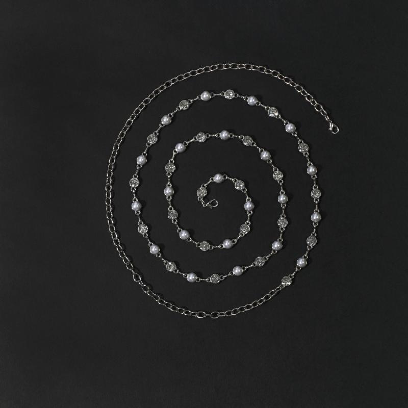 Double Layer Waist Chain Faux Pearl Rhinestone Belly Chain