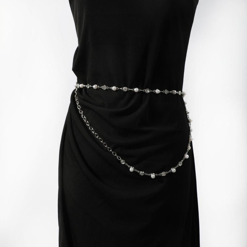 Double Layer Waist Chain Faux Pearl Rhinestone Belly Chain