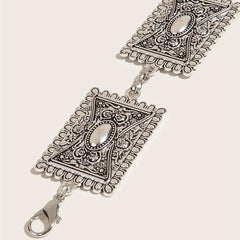 Vintage Carved Silvery Waist Chain Boho Metal Chain Belt Western Dress Girdle