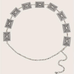 Vintage Carved Silvery Waist Chain Boho Metal Chain Belt Western Dress Girdle
