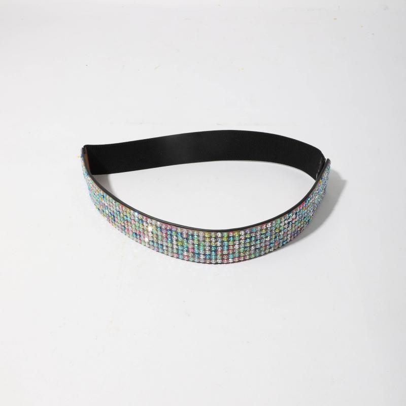 Full Rhinestone Elastic Belt Wide Waistband for Party
