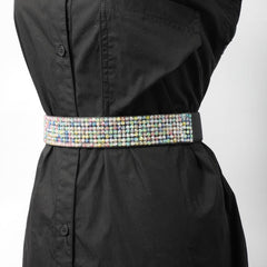 Full Rhinestone Elastic Belt Wide Waistband for Party