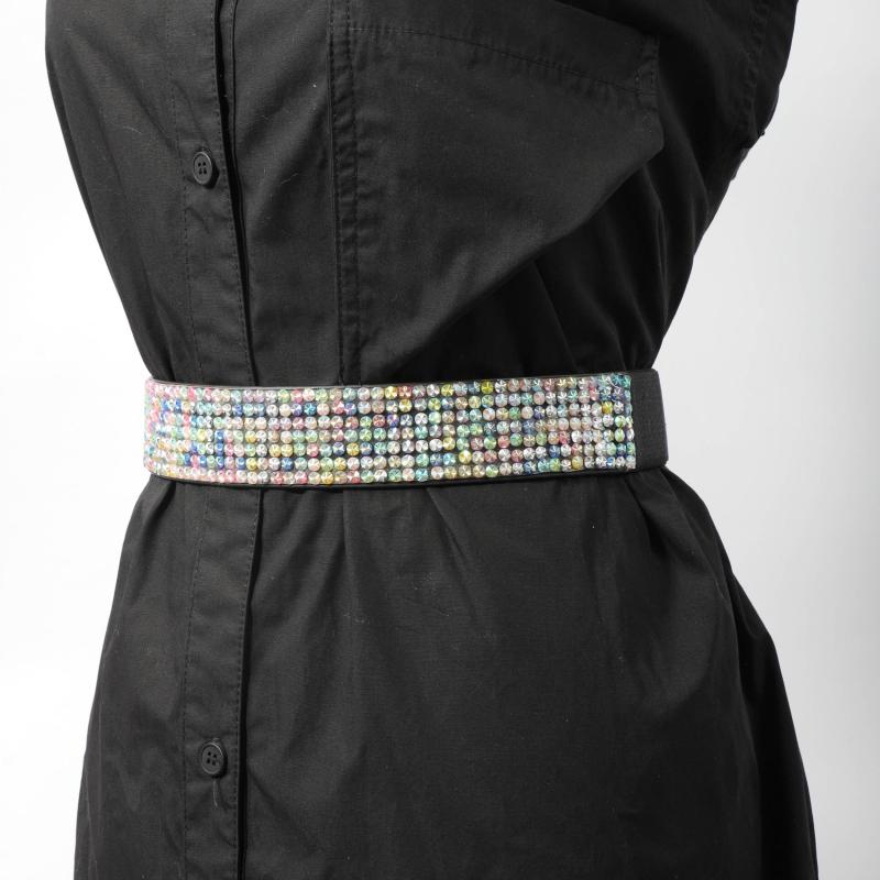 Full Rhinestone Elastic Belt Wide Waistband for Party