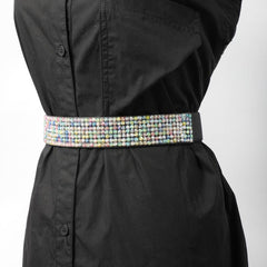 Full Rhinestone Elastic Belt Wide Waistband for Party