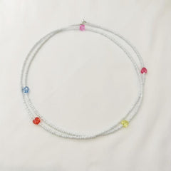 Y2K Pink Heart Beaded Waist Chain Summer Beach Bikini Bell