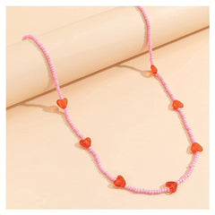 Y2K Pink Heart Beaded Waist Chain Summer Beach Bikini Bell