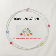 Y2K Pink Heart Beaded Waist Chain Summer Beach Bikini Bell