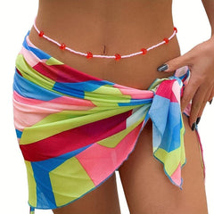 Y2K Pink Heart Beaded Waist Chain Summer Beach Bikini Bell