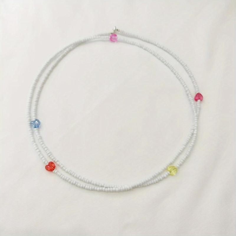 Y2K Pink Heart Beaded Waist Chain Summer Beach Bikini Bell