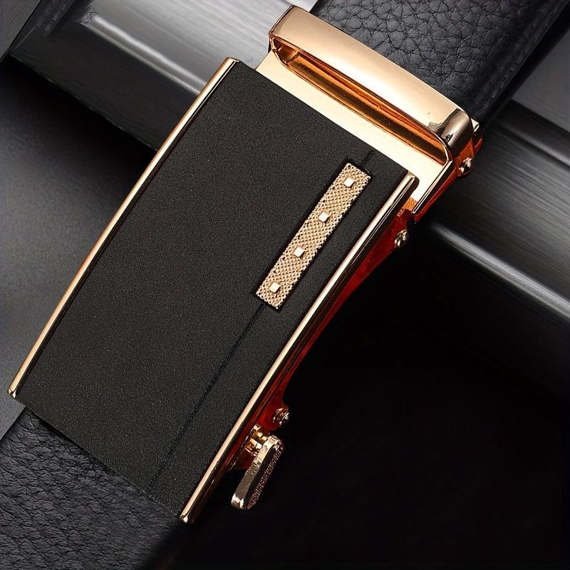 Men's PU Leather Belt Automatic Buckle Business Style Belt