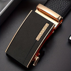 Men's PU Leather Belt Automatic Buckle Business Style Belt