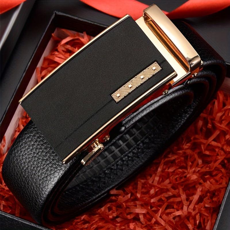 Men's PU Leather Belt Automatic Buckle Business Style Belt
