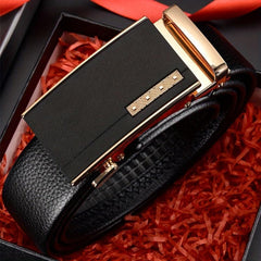 Men's PU Leather Belt Automatic Buckle Business Style Belt