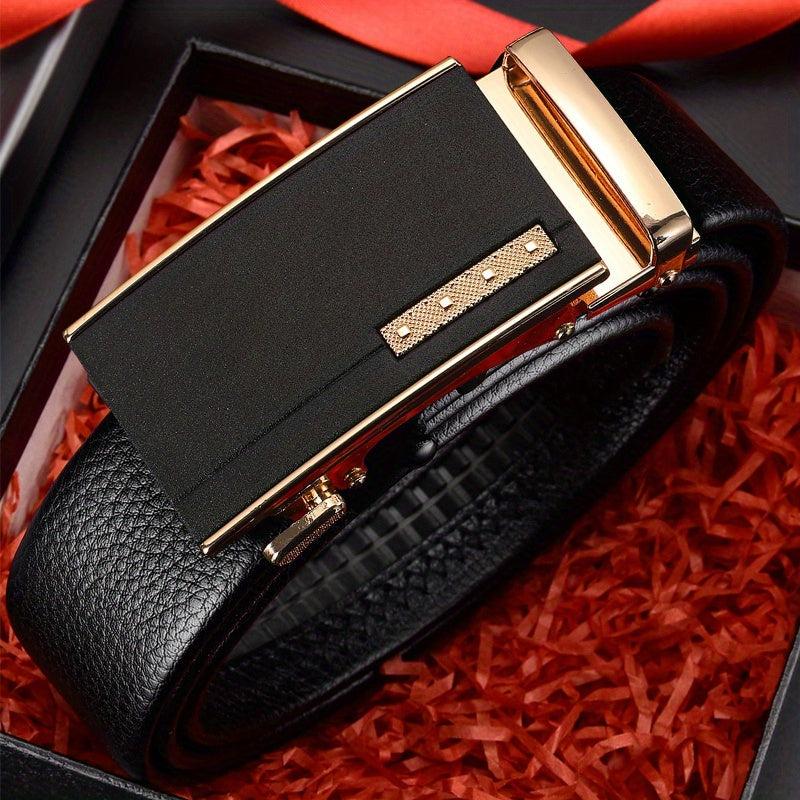 Men's PU Leather Belt Automatic Buckle Business Style Belt