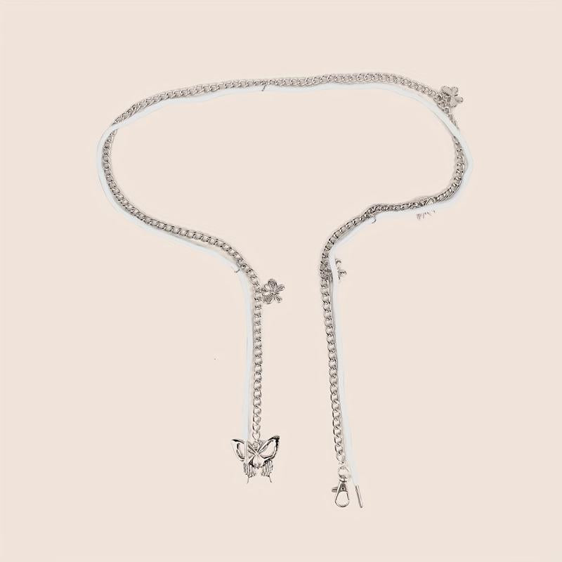 Butterfly Waist Chain with Tassel Silvery Belt for Women