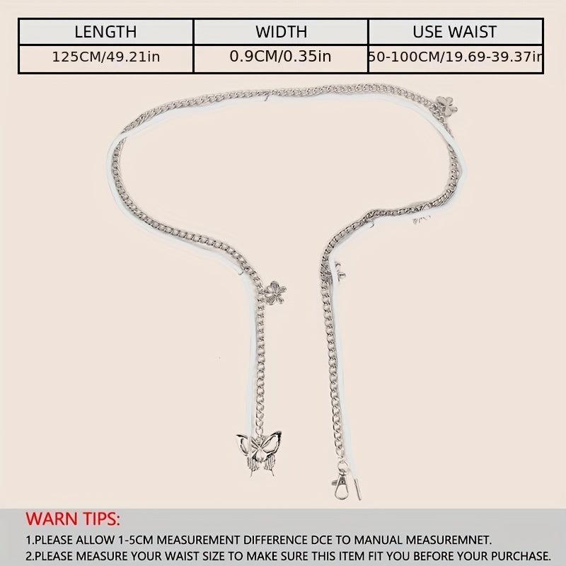 Butterfly Waist Chain with Tassel Silvery Belt for Women