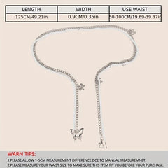Butterfly Waist Chain with Tassel Silvery Belt for Women