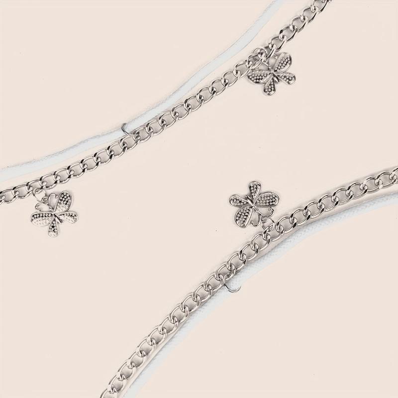 Butterfly Waist Chain with Tassel Silvery Belt for Women