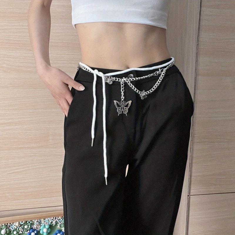 Butterfly Waist Chain with Tassel Silvery Belt for Women