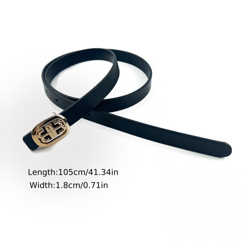 Geometric Buckle Leather Belt Vintage Solid Thin Classic Dress Girdle Jeans Belt