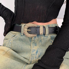 Vintage Braid Pattern Buckle Belt For Women