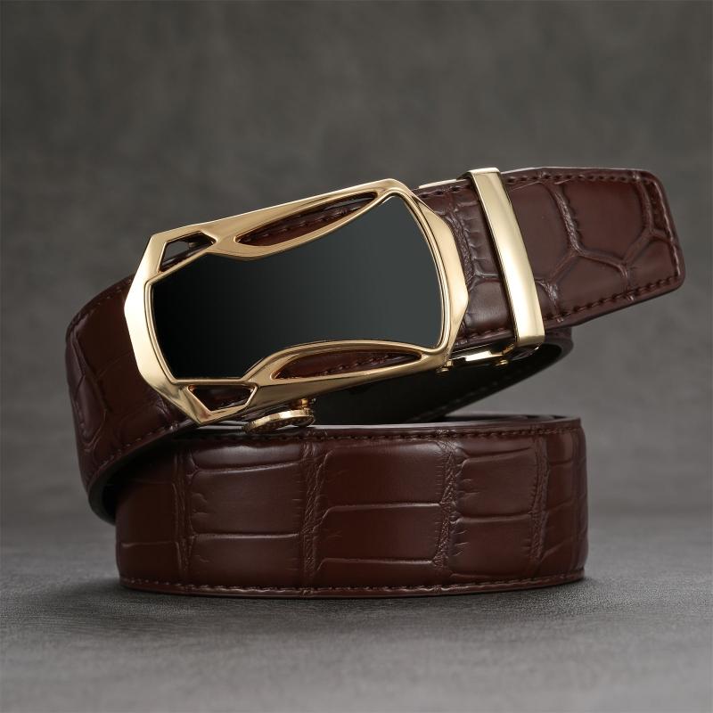 Men's Brown Casual Automatic Buckle Belt