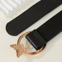 Butterfly Buckle Rhinestone PU Belt for Women