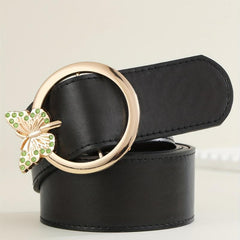 Butterfly Buckle Rhinestone PU Belt for Women