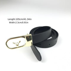Vintage Deer Head Buckle Belt Classic Leather Belt Casual Jeans Pants Belt