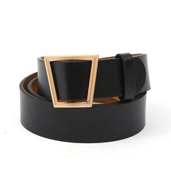 Stylish Geometric Metal Buckle Belt Solid PU Leather Waistband for Women