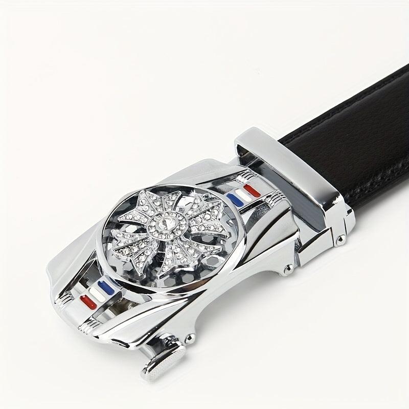 Men's Automatic Buckle Belt PU Leather Business Suit Waist Strap