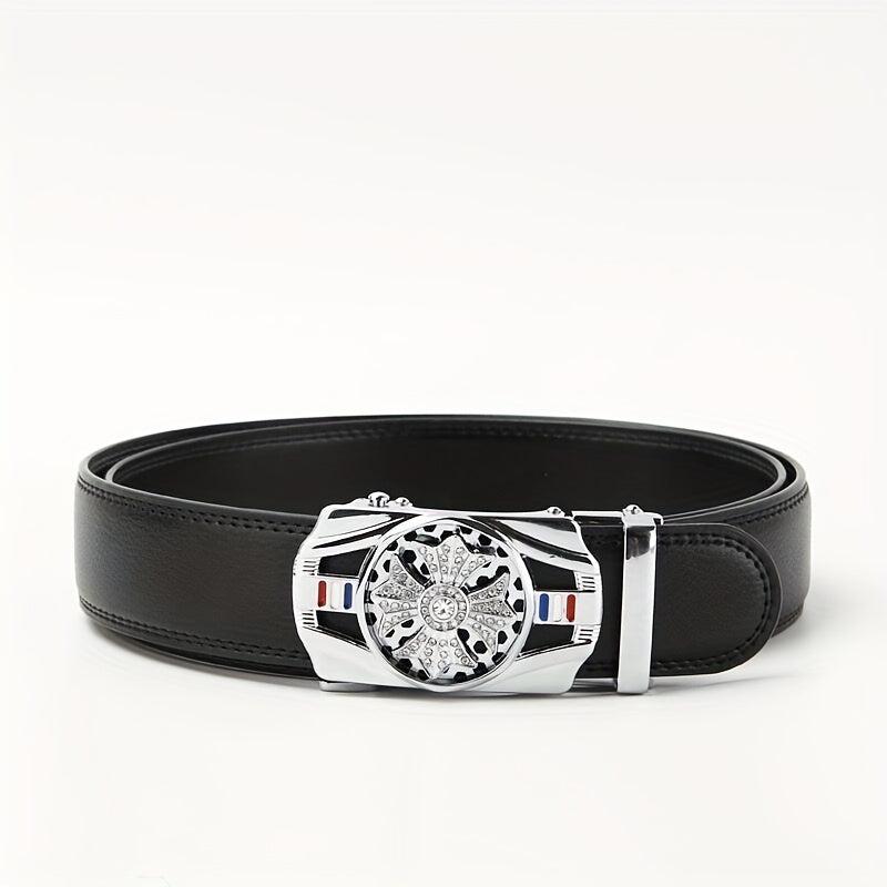 Men's Automatic Buckle Belt PU Leather Business Suit Waist Strap