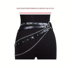 Punk PU Leather Waist Chain Belt for Women