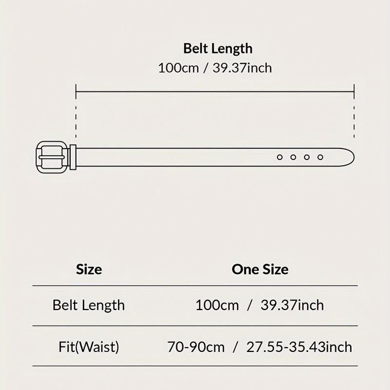 Double Round Buckle Casual Belt Solid PU Leather Waist Belts