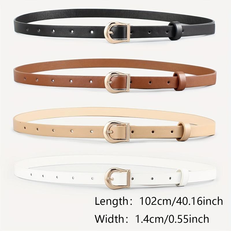 Golden Buckle Belt Classic Solid PU Belt Vintage Jeans Pants Belt