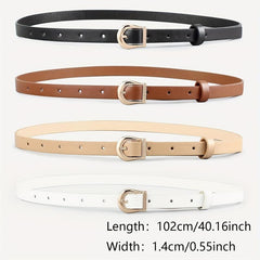 Golden Buckle Belt Classic Solid PU Belt Vintage Jeans Pants Belt