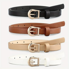 Golden Buckle Belt Classic Solid PU Belt Vintage Jeans Pants Belt