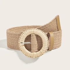 Boho Straw Woven Elastic Waist Belts Women's Braided Skinny Dress Pants Jeans