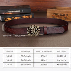 Vintage Flower Hollow Buckle Wide Leather Belt