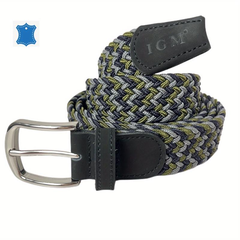 Men's Casual Army Green Square Plaited Belt