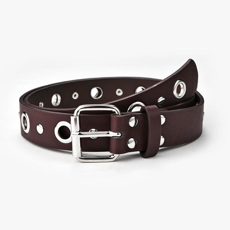 Women Double Grommet Leather Casual Jean Belt