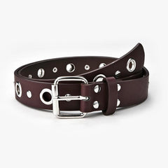 Women Double Grommet Leather Casual Jean Belt