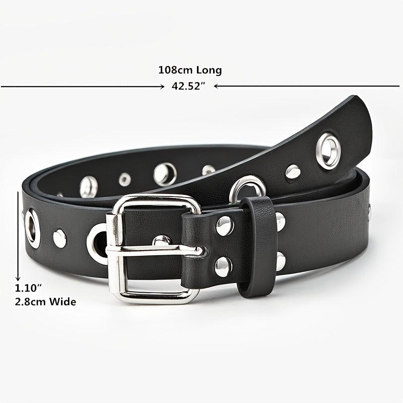 Women Double Grommet Leather Casual Jean Belt