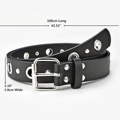 Women Double Grommet Leather Casual Jean Belt