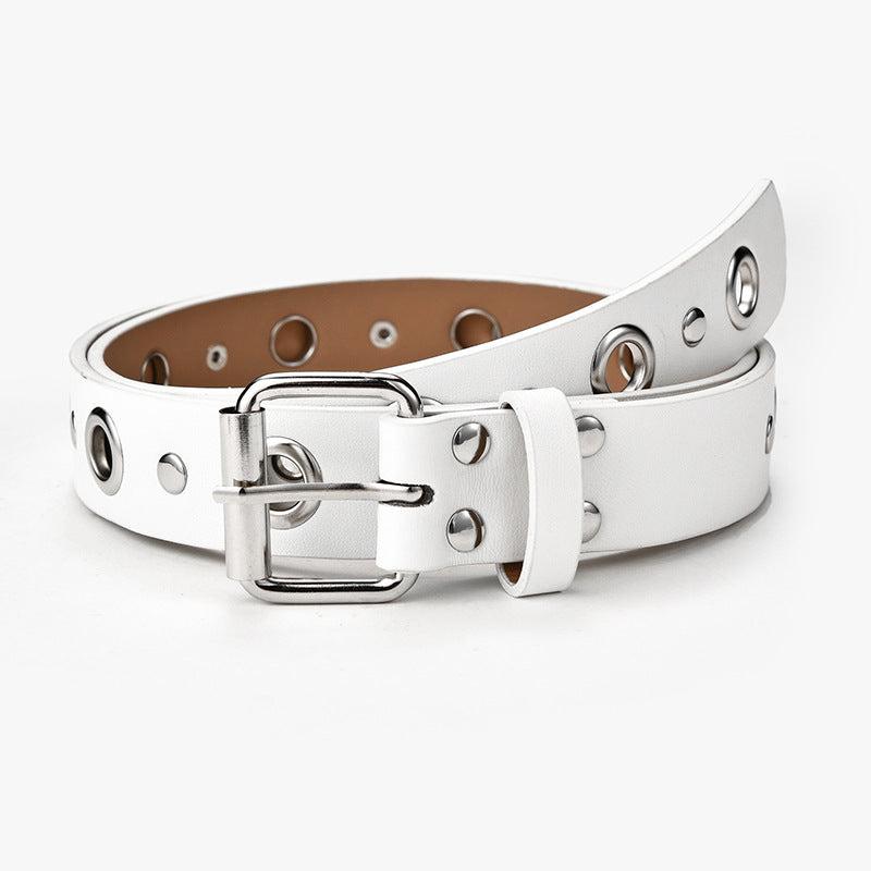 Women Double Grommet Leather Casual Jean Belt