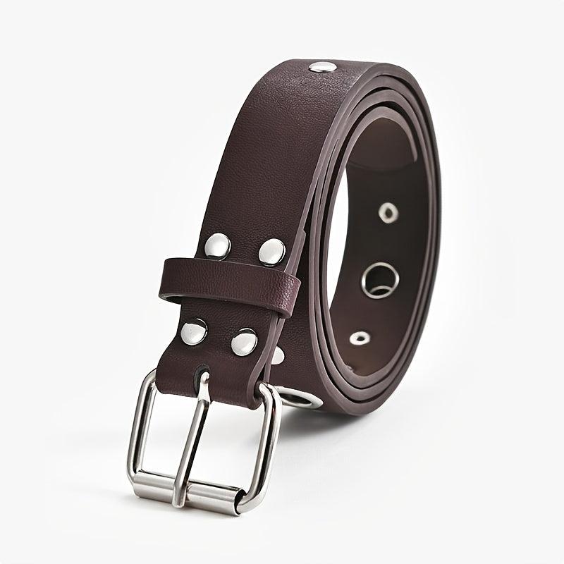 Women Double Grommet Leather Casual Jean Belt