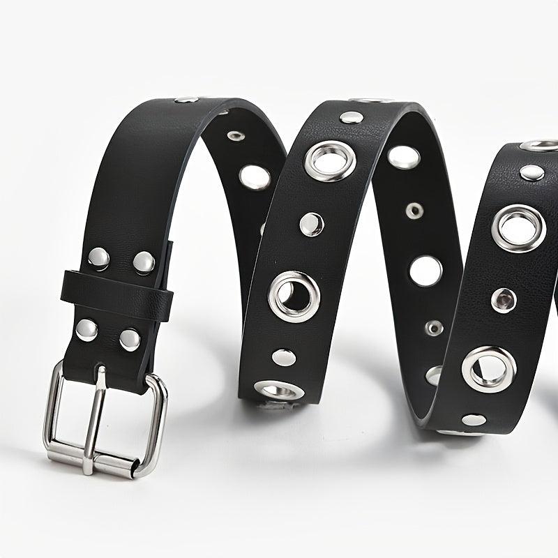 Women Double Grommet Leather Casual Jean Belt
