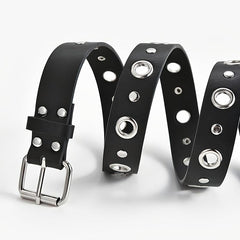 Women Double Grommet Leather Casual Jean Belt